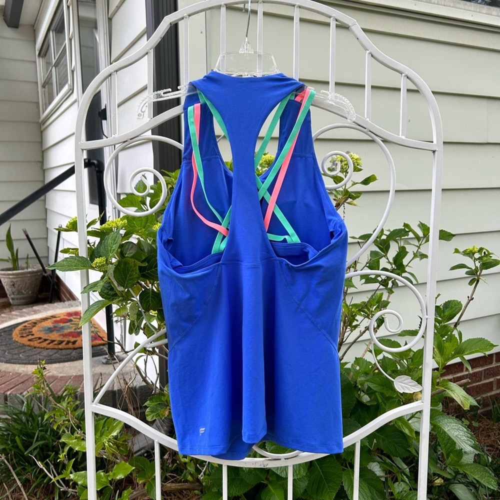 Fabletics Blue Tank Top with Multicolor Straps - Picture 4 of 4